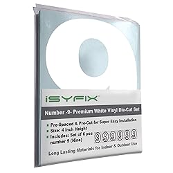 iSYFIX White Vinyl Number 9 (Nine) Stickers - 6