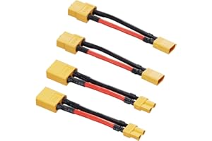 Laisomeke XT60 Male to XT30 Famale Adapter with 14AWG Cable and Male XT30 to Female XT60 Connector Adapter with 50MM 14AWG Cable for Lithium Battery Micro FPV Drone xt30 xt60 FPV (4 Pack)