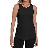 PRIMODA Womens Sleeveless Tank Tops Crew Neck Loose Fit Summer Casual Flowy Curved Tunic Shirt