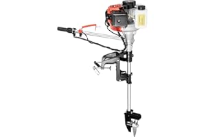 PLOCVB 52cc Single Cylinder Gas 2.3HP Outboard Motor, Long Shaft with Air Cooling for Inflatable, Rubber, Fishing Boats, Yachts, Water Sports