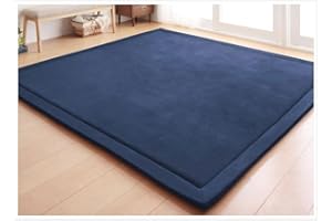 Loartee Nursery Rug Coral Velvet Crawling Rugs Mat Area Rugs Play Crawling Mat(5.0'x 6'8", Dark Blue) for Toddler Children Play Mat Yoga Mat Exercise Pads Carpet