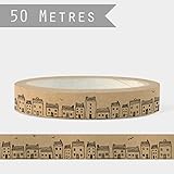 East of IndiaSticky Craft Tape brown with HOUSES x 50m