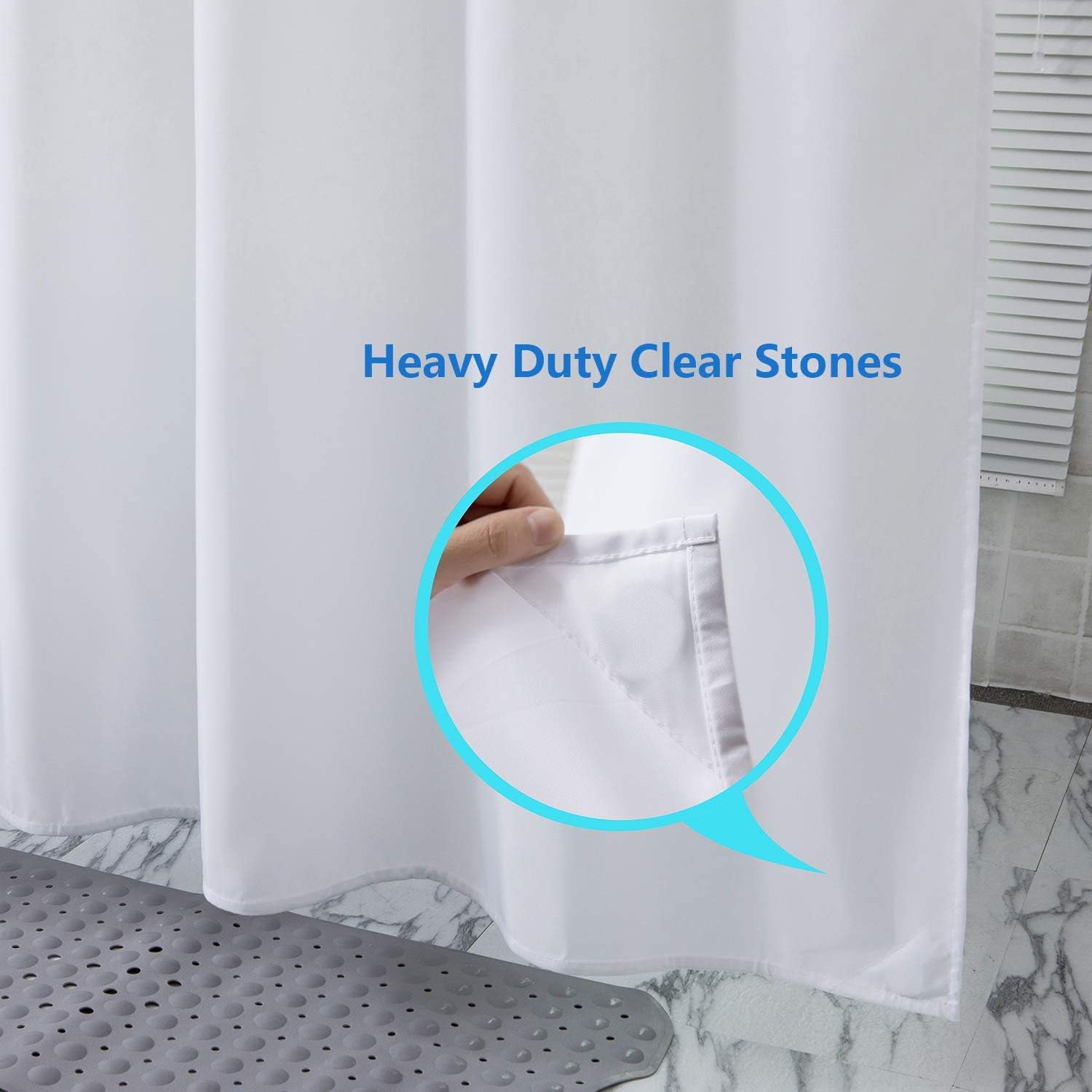 CXTAI White Shower Curtain, Mould Proof and Mildew Resistant Washable Polyester Bathroom Curtains w/12pcs Hooks (71x71inch,180x180cm) - Image 4