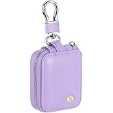 HARFINGTON Earbuds Cases, Earphone Case Holder, PU Leather Ear Buds Case Zipper Organizer Small with Mesh Pocket for USB Cable, Wireless Wired Earphones, Purple