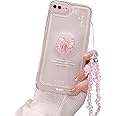 Ownest Compatible for iPhone 7 Plus Cute 3D Pink Bowknot Slim Clear Aesthetic Design Women Teen Girls Camera Lens Protection Phone Cases Cover