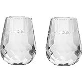 Kitcom Crystal Taper Candle Holder Honeycomb Designed Hand Cut Crystal Candlesticks Wedding Banquet Decorations for Dinner W2.4xH3.2Inches Pack of 2, Clear with Gift Box