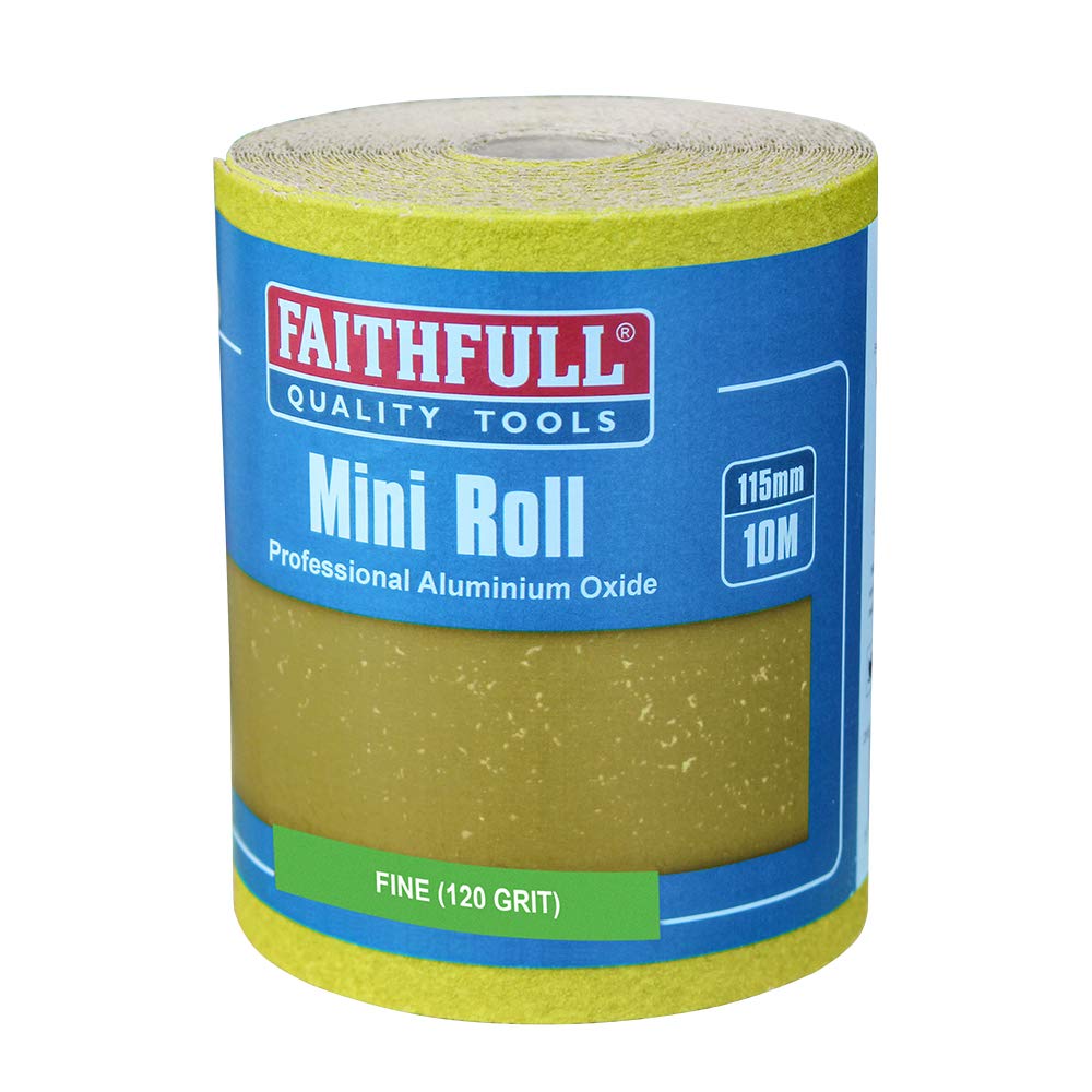Faithfull FAIAR10120Y 10M Fine (120 Grit) Sandpaper Roll Yellow (Std) 115mm x 10M