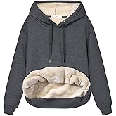 Fenclushy Womens Winter Hoodies Warm Fleece Sherpa Lined Pullover Hooded Sweatshirt
