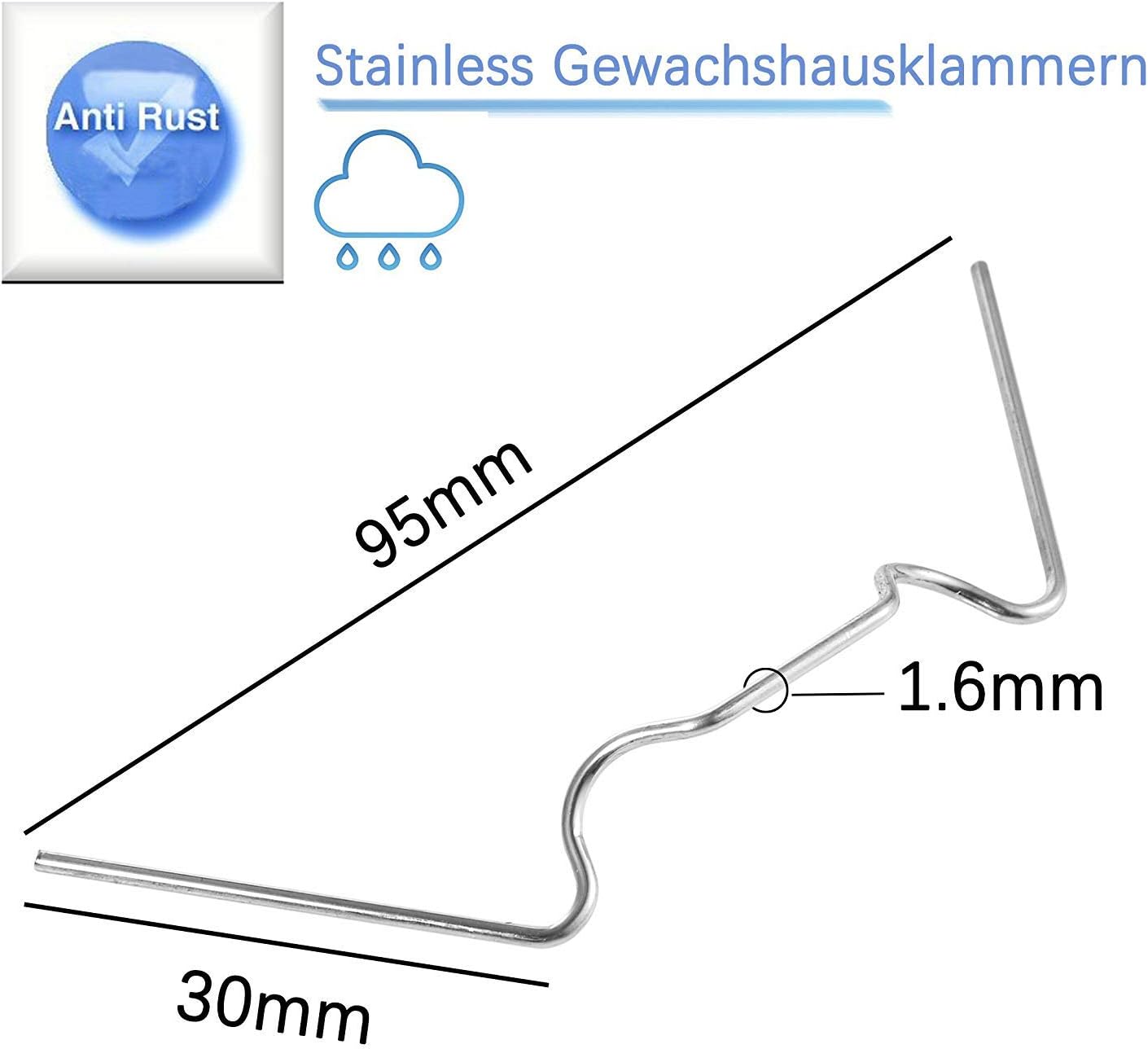 LATERN 150 pieces Greenhouse Glazing Clips Stainless Steel Greenhouse