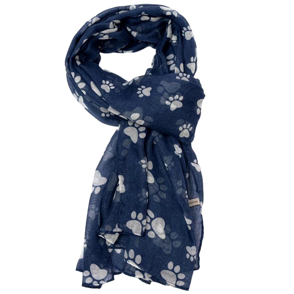 Purple Possum® Scarf Ladies Paw Print Wrap Dog Cats Paws Shawl Dogs Cat (Blue)