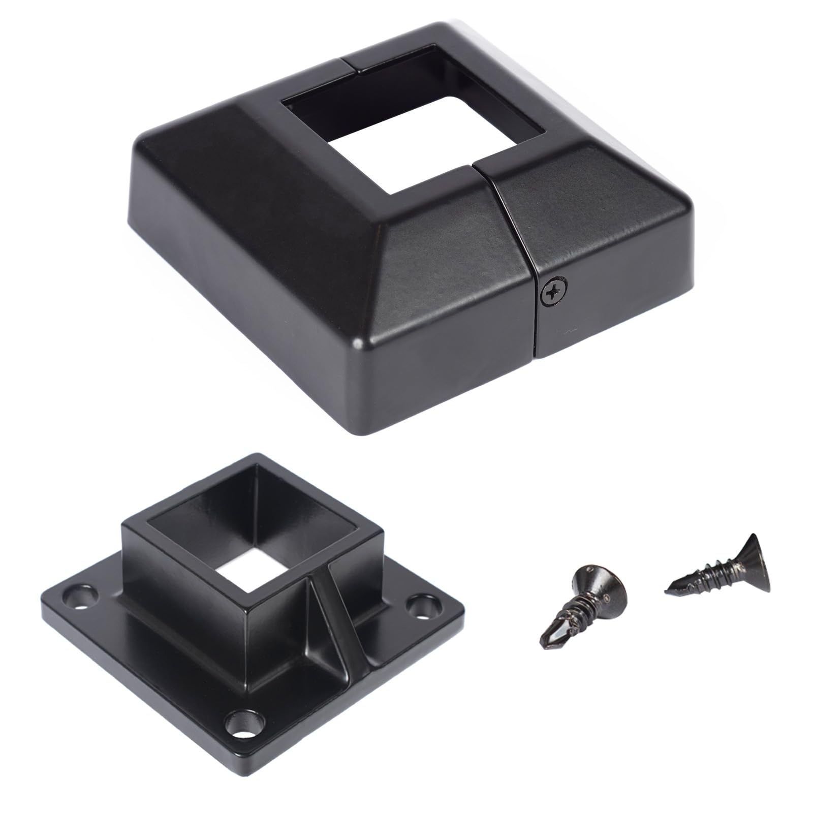 Photo 1 of 2" Square Premium Base Flange and Covers Set for Home Improvement and Tools, Aluminum,Black