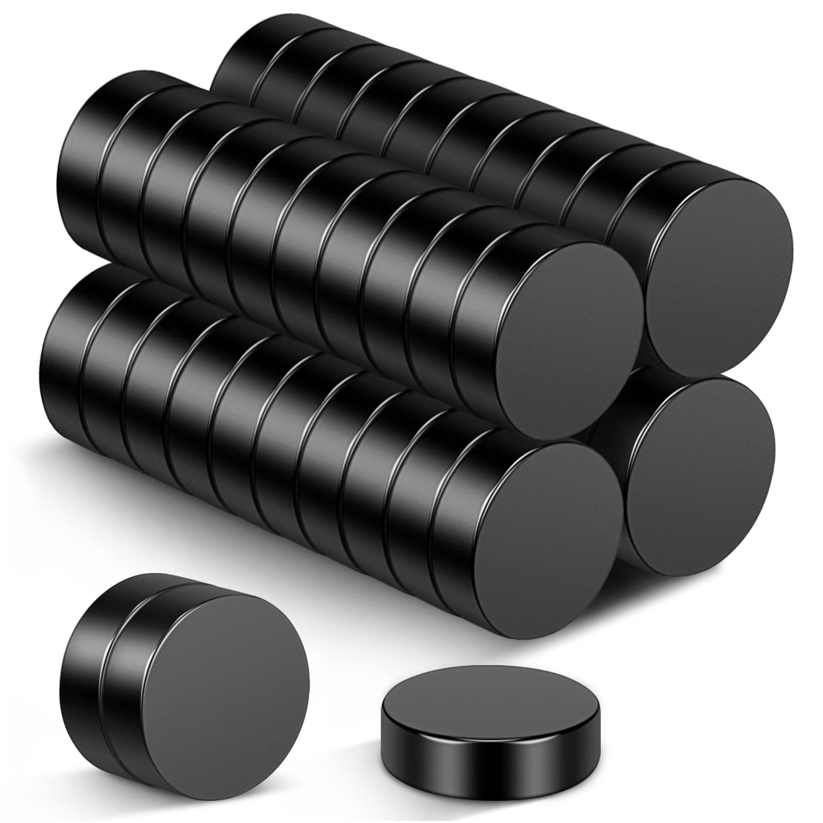 Wukong Black Small Magnets, 8x3mm | 40 Pack Round Extra Strong Magnets for Whiteboards, Fridge, Crafts, Notice Board and DIY Project