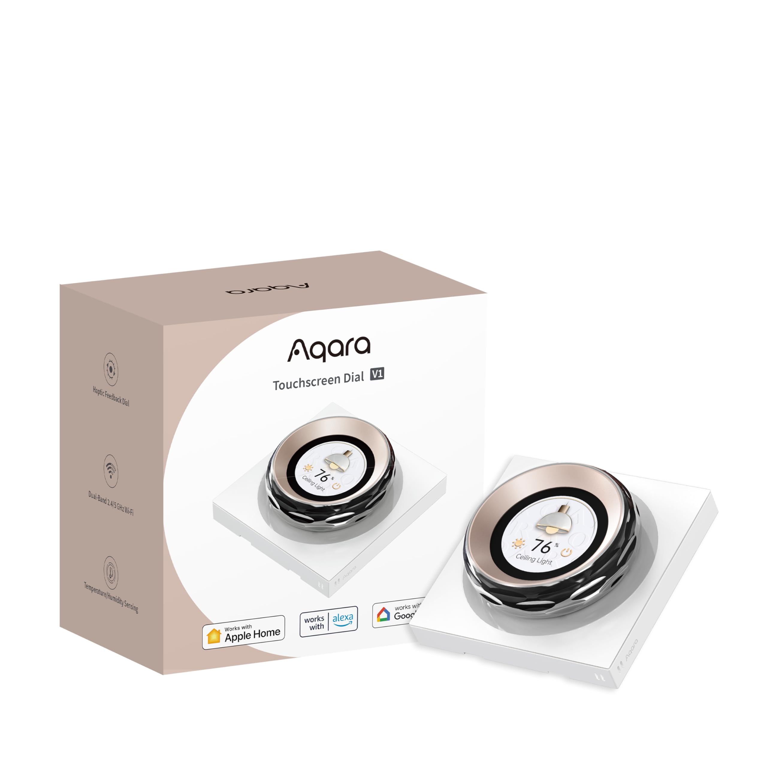 Aqara Touchscreen Dial V1 EU, Neutral Required, 2 Electrical Switches & 6 Wireless Switches, ON/OFF Control & Fine-Tuning Settings, up to 18 Aqara Devices Supported, Supports Apple Home, Alexa, Google