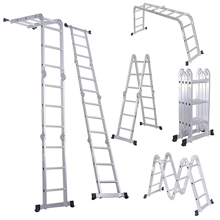 EQUAL Foldable And Adjustable Multipurpose Aluminium Super Ladder For Home And Industrial purpose (11.5 ft, 12 Steps)