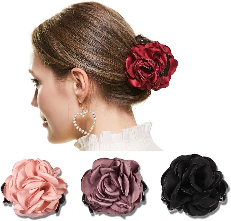 4 Pack Flower Shape Big Hair Clips For Women Fashion Headwear (color 1)