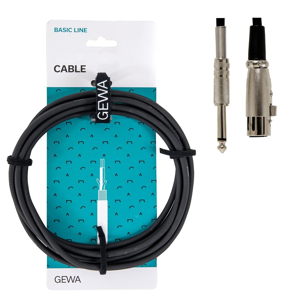 GEWA Microphone cable Basic Line 9m, black, XLR(f) - 6.3 mm mono jack, 190070