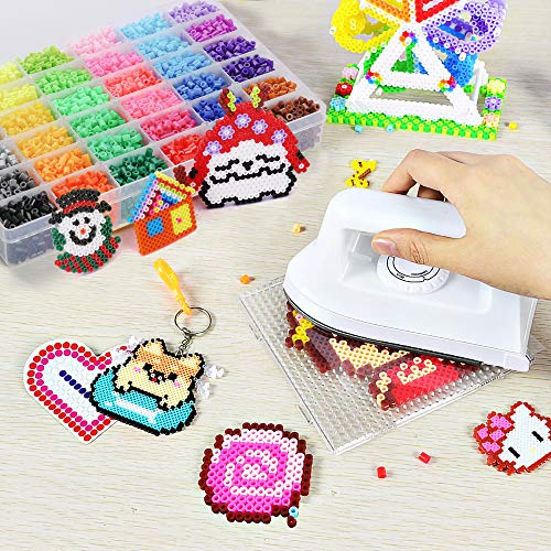 Ollieroo 9000 pcs Perler Beads Kit with Pegboards 36 Colors Iron Fuse