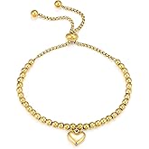 Yowivon Gold Plated Bracelets for Women Trendy Dainty Adjustable Bolo Bracelets Tennis Beaded Bracelet Tarnish Free Gold Plated Fashion Jewelry Gifts for Her