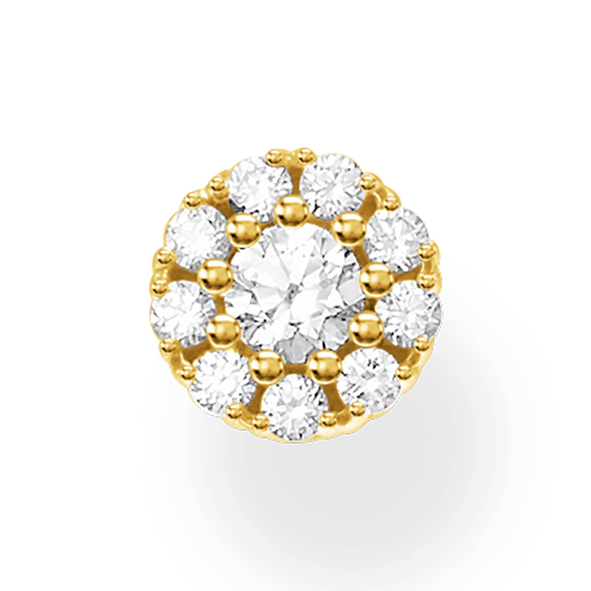 THOMAS SABO Single ear stud white Stones gold 925 Sterling Silver, 18k Yellow Gold Plating