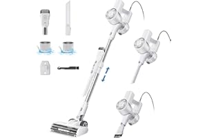 FABULETTA 23Ft Corded Stick Vacuum, 600W Power Stick Vacuum Corded with Telescopic Alloy Tube, 6 in 1 Ultra- Light Corded Vacuum Cleaner Converts to a Hand Vacuum, Great for Pet Hair & Hard Floor