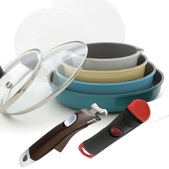 Neoflam Cookware Set 10 Pieces Assorted with 2x Detachable Handle/ Made in Korea Amazon.co.uk