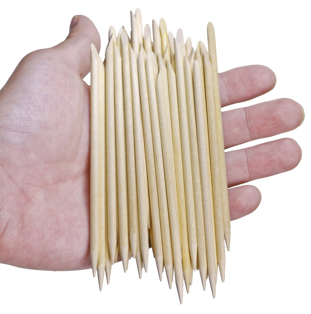 Mini Skater 50 Pcs Orange Wood Nail Sticks Double Sided Multi Functional Cuticle Pusher Remover Manicure Pedicure Tool (50): Beauty