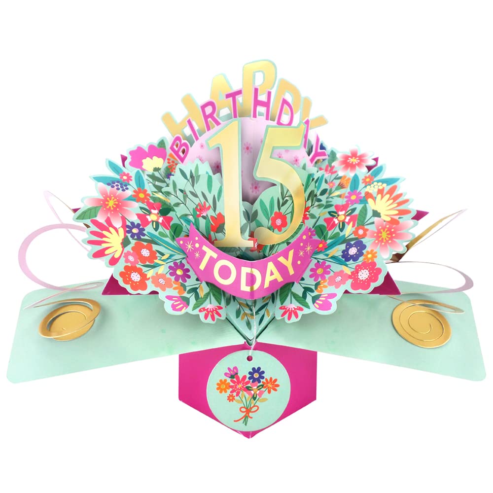 Happy 15th Birthday 15 Today Pop-Up Greeting Card Love Kate's Pop Up Cards Her POP215MC15