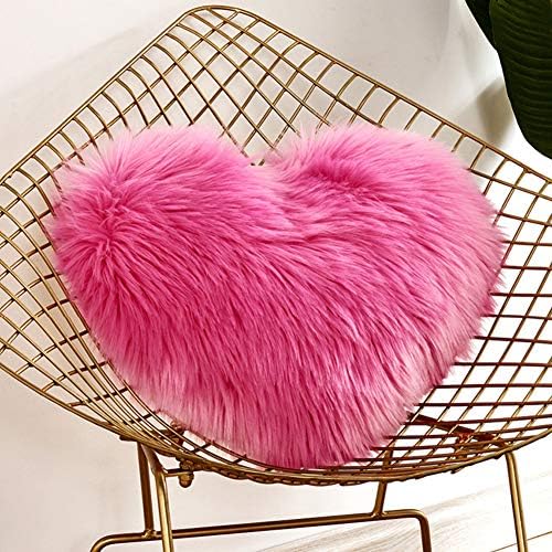 MElnN Throw Pillow Car Heart Shaped Home Case Pillowslip Faux Fur Pillowcase Fluffy Soft Plush Covers Sofa Decor Washable Cushion