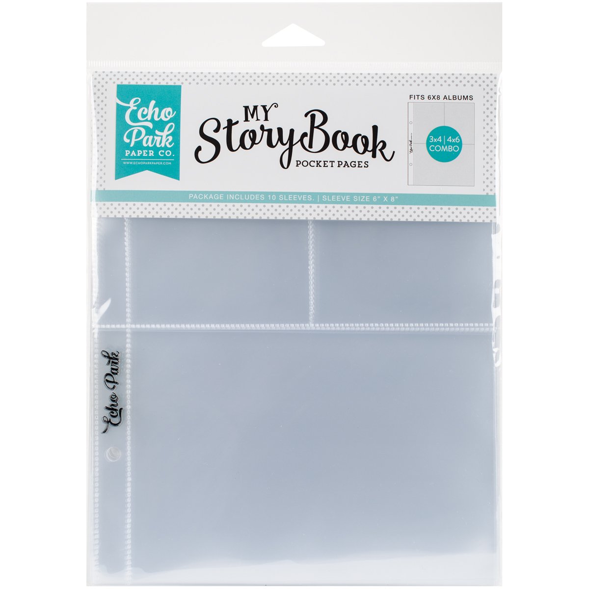 Echo Park Paper My Story Book Album Pocket Pages 8 (1) 6 (2) 3 x 4-inch Openings, Other, Multicoloured, 17.6x23.01x0.5 cm