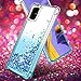 Jemo for Samsung Galaxy A51 Case,W/Soft 2 HD Screen Protector Four-Corner Glitter Bling Floating Liquid Quicksand Silicone Slim Non-Slip Shockproof Protective Luxury Clear Case for Girls Women (Teal)