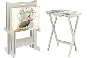 Cape Craftsmen Coastal Bird Folding TV Tray Tables - Shorebird-Themed Design, Perfect for Home, Patio, Beach Decor, Durable & Easy to Store