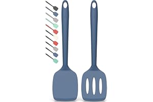 Coukre 2 Pack Silicone Spatula Set, High Heat Resistant, BPA Free Kitchen Spatula, Solid & Slotted Turner for Non-Stick Pans,