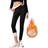 Fleece Lined Leggings Women Thick Soft High Waisted Stretchy Thermal Warm Sherpa Pants for Cold Winter Workout