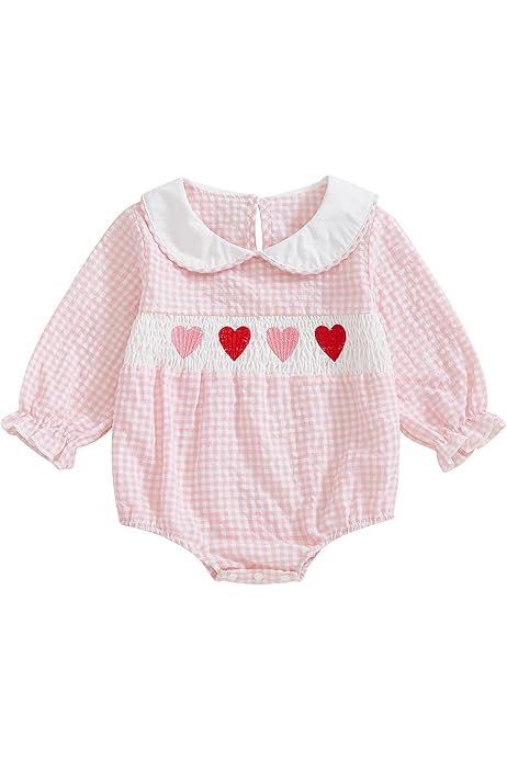 Baby Girl Christmas Outfit Santa Bubble Romper | Embroidered Bodysuit Jumpsuit | First Christmas Clothes