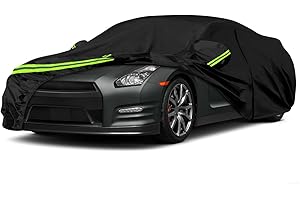 SPORTULI Waterproof Car Covers Replace for 2009-2023 Nissan GT-R, 6 Layers All Weather Custom-fit Car Cover with Zipper Door & Windproof Bands for Snow Rain Dust Hail Protection