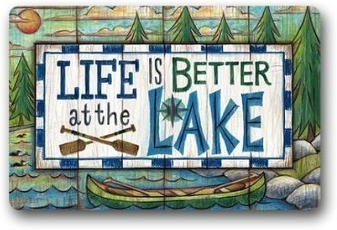 Amazon Com Hi Doormat Custom Life Is Better At The Lake Indoor