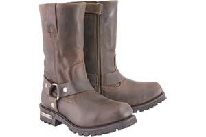 Milwaukee Leather Men's Classic 11-Inch Dark Brown Leather Harness Square Toe Motorcycle Boots MBM9062-9