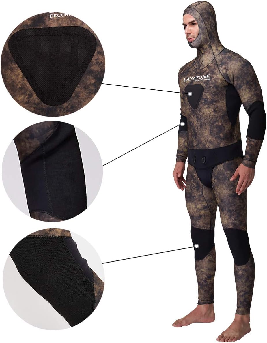 Layatone Wetsuit Men Premium 5mm Super Stretch Neoprene Spearfishing Suit Scuba Diving Suit Two