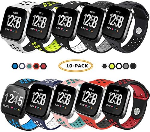 FatcatBand Fitbit Versa Strap Bands, Easy Adjust Breathable with Ventilation Holes Soft Silicone Sport Replacement Accessory Bracelet Straps for Fitbit Versa Fitness Activity Wristband