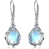 Butterfly/Fan/Mermaid Tail/Dragonfly/Celtic/Moonstone/Black Onyx/Moss Agate Teardrop Drop Dangle Earrings Jewelry Gifts for Women Mom Wife