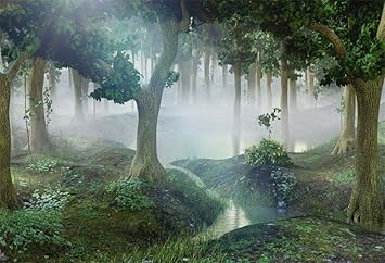 Amazon Com Aofoto 10x7ft Hazy Forest Natural Scenery Backdrop Misty Mountain Stream Brook Jungle Woods Photography Background Cloth Vinyl Photoshoot Events Party Decoration Wallpaper Photo Booth Props Camera Photo