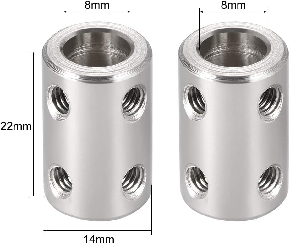 sourcing map 8mm to 8mm Bore Rigid Coupling Set Screw L22XD14 45# Steel,Shaft Coupler Connector for 3D Printers, Motor Accessories - Image 4