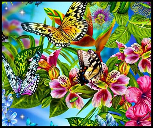 5D Full Drill Diamond Painting Kit, Gorongshu 5D DIY Diamond Painting Full Embroidery Paintings Rhinestone Pasted Cross Stitch Home Wall Decor (Butterfly love flower, 30x40cm)