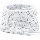 DELELE Flat Reflective Shoe Laces: 2 Pairs Safety Shoelaces for Sneakers | 8MM Wide, Shoestrings for Athletic Boots, Replacement Laces, Stay tied