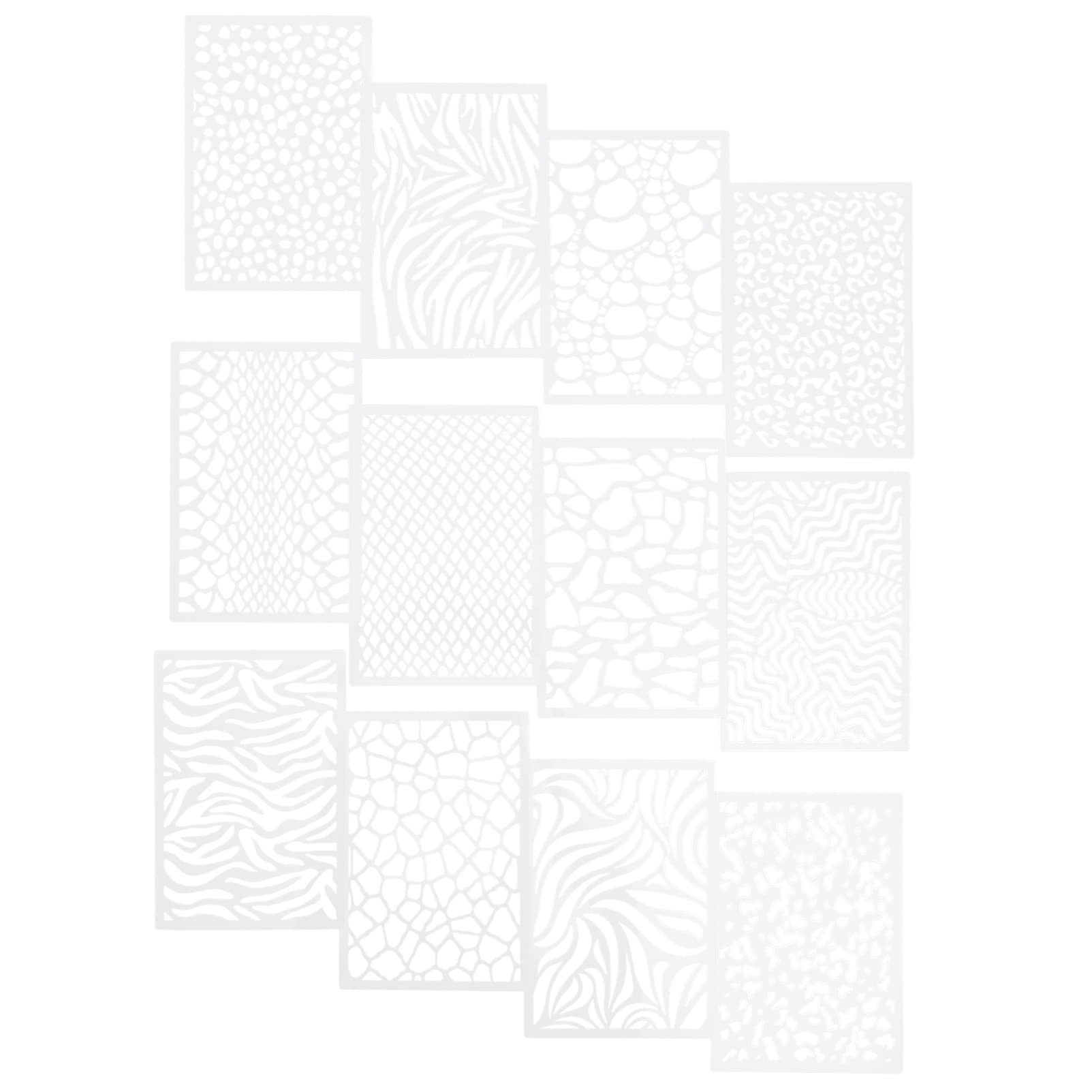 COHEALI Molds Print Stencil 12pcs Leopard Painting Stencils Animal Print Stencils Painting Templates Zebra DIY Design for Baking DIY Crafts Wall Cake Leopard