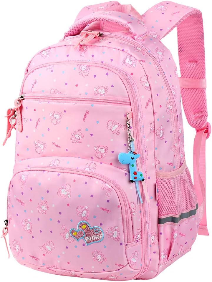 Unisex School Backpack Cute Book Bag for Girls Boys Large and Lightweight Daypack (Pink K)