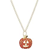 YISXVD Halloween Diamond Studded Pumpkin Earrings Sparkling Rhinestone Pumpkin Necklace for Women Cute Fall Festival Costume Jewelry Accessory