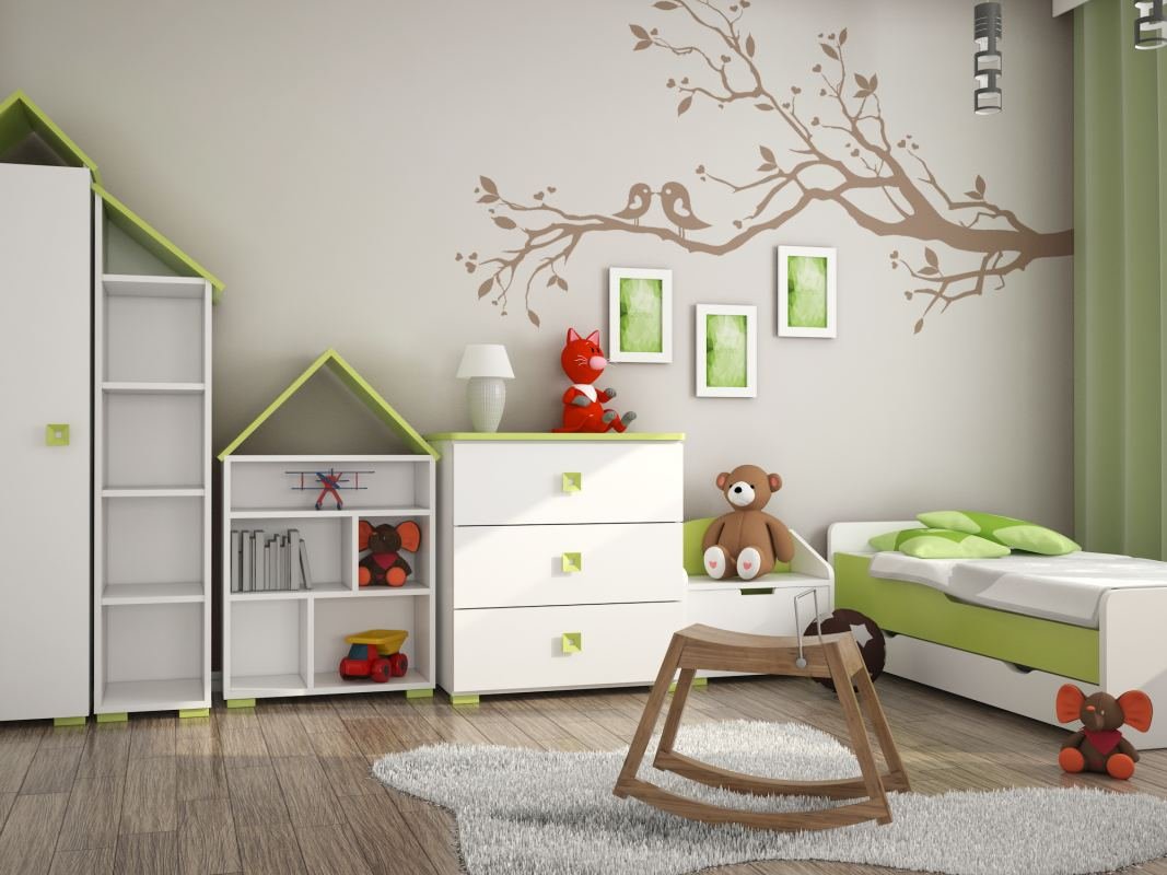 Kinderzimmer Komplett Set B Daniel 6 Teilig Farbe Weiss Grun Gunstig Bestellen