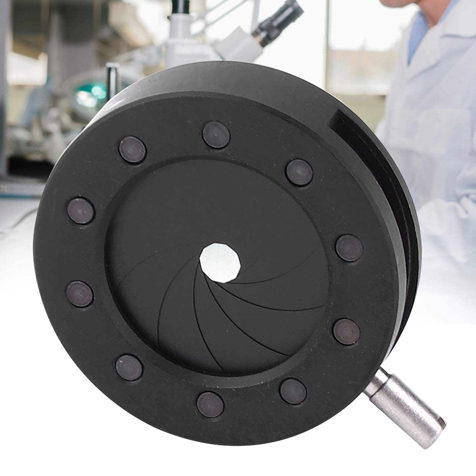 Adjustable Iris Diaphragm Adapter for Microscope Optical Systems with Variable Opening SK12 - Precision Microscope Diaphragm Accessory for Enhanced Imaging Control