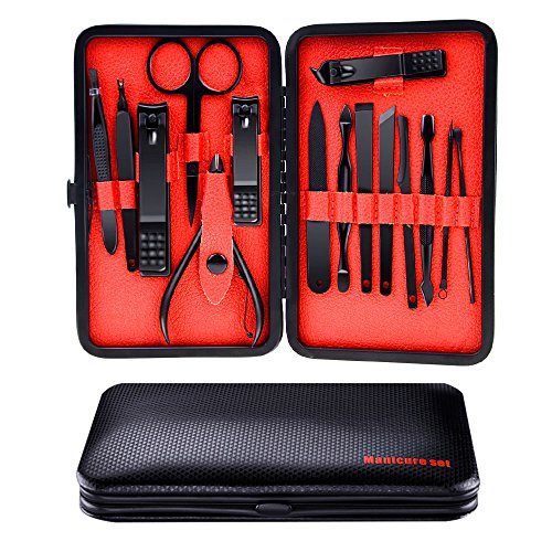 Winkeyes Manicure Pedicure Set, Manicure Tools Nail Clippers Kit, Cuticle Nipper Nail Cutter Care Set Scissor Eyebrow Tweezer Ear Pick&nbsp;Grooming Kit with Travel Case for Men Women